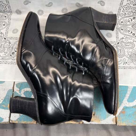 VTG DONNA KARAN OXFORD GRANNY/GOTH ANKLE BLACK LEATHER BOOTS SZ 7B - Picture 11 of 11